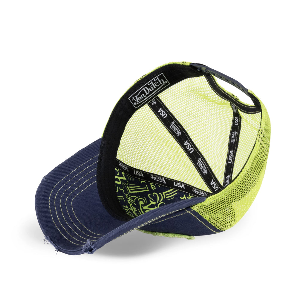 Von Dutch Twill Trucker Snapback Navy-Lime in Navy-lime