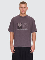 Thrills Co Natural Occurence Oversize Box Crop Tee - Purple Black Marble in Purple Black Marble