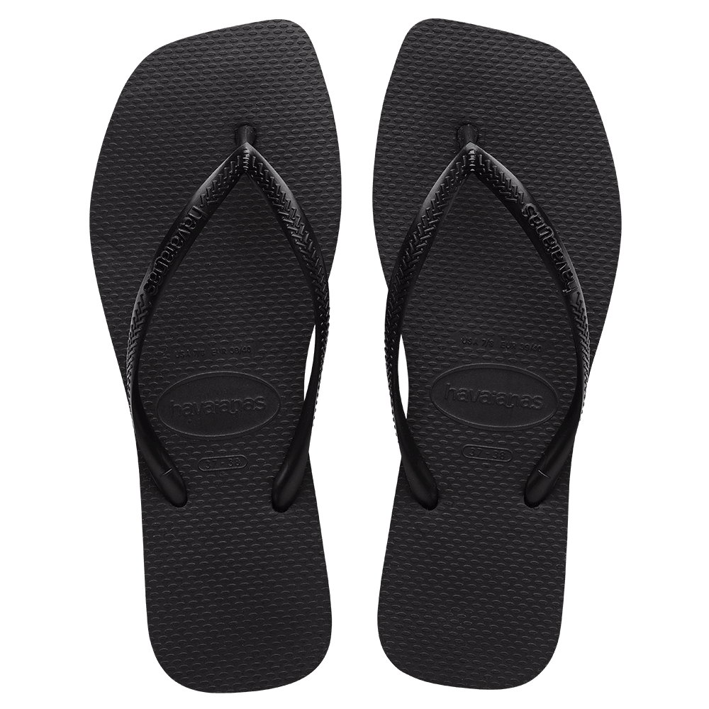 Havaianas Slim Square Solid Black in Black