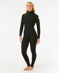 Rip Curl Womens Dawn Patrol 3/2 Chest Zip GB Wetsuit in Black