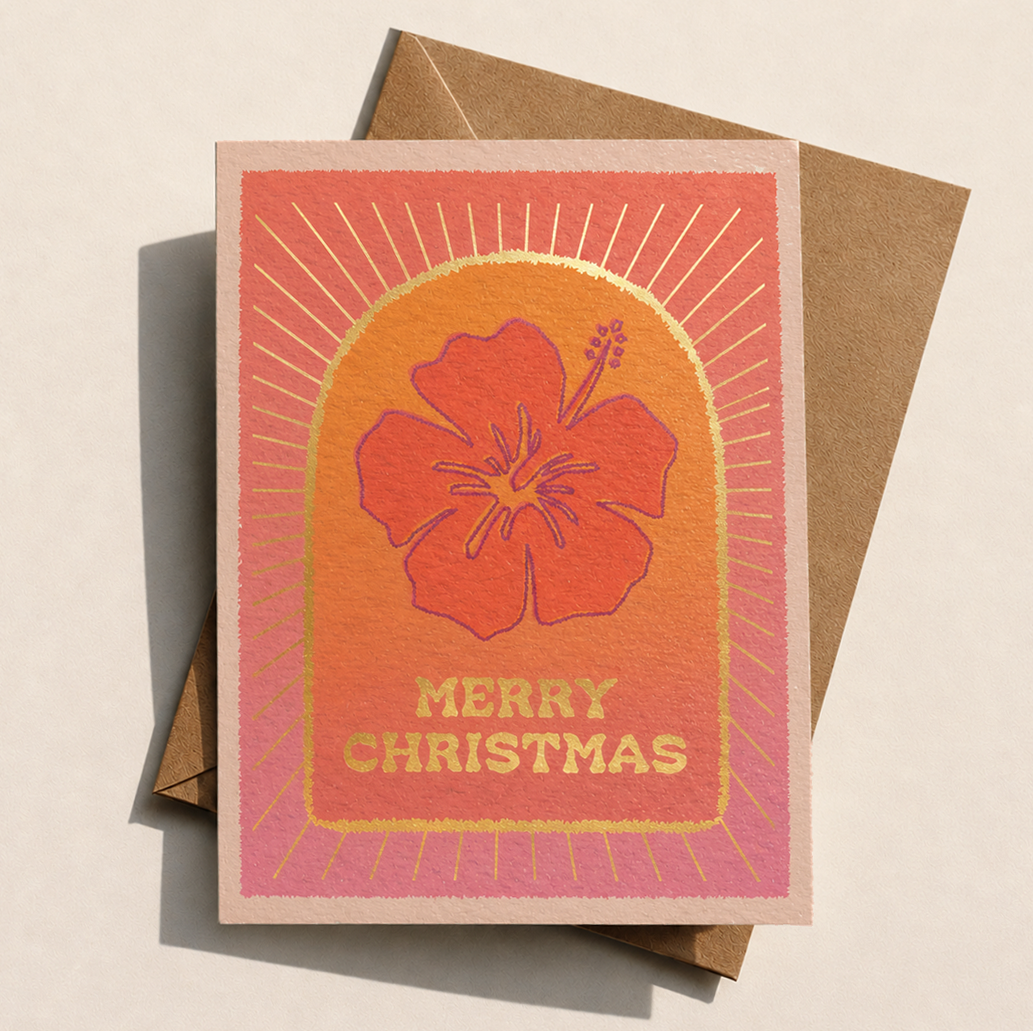 Christmas Card | Hibiscus card | Tropical Holiday card