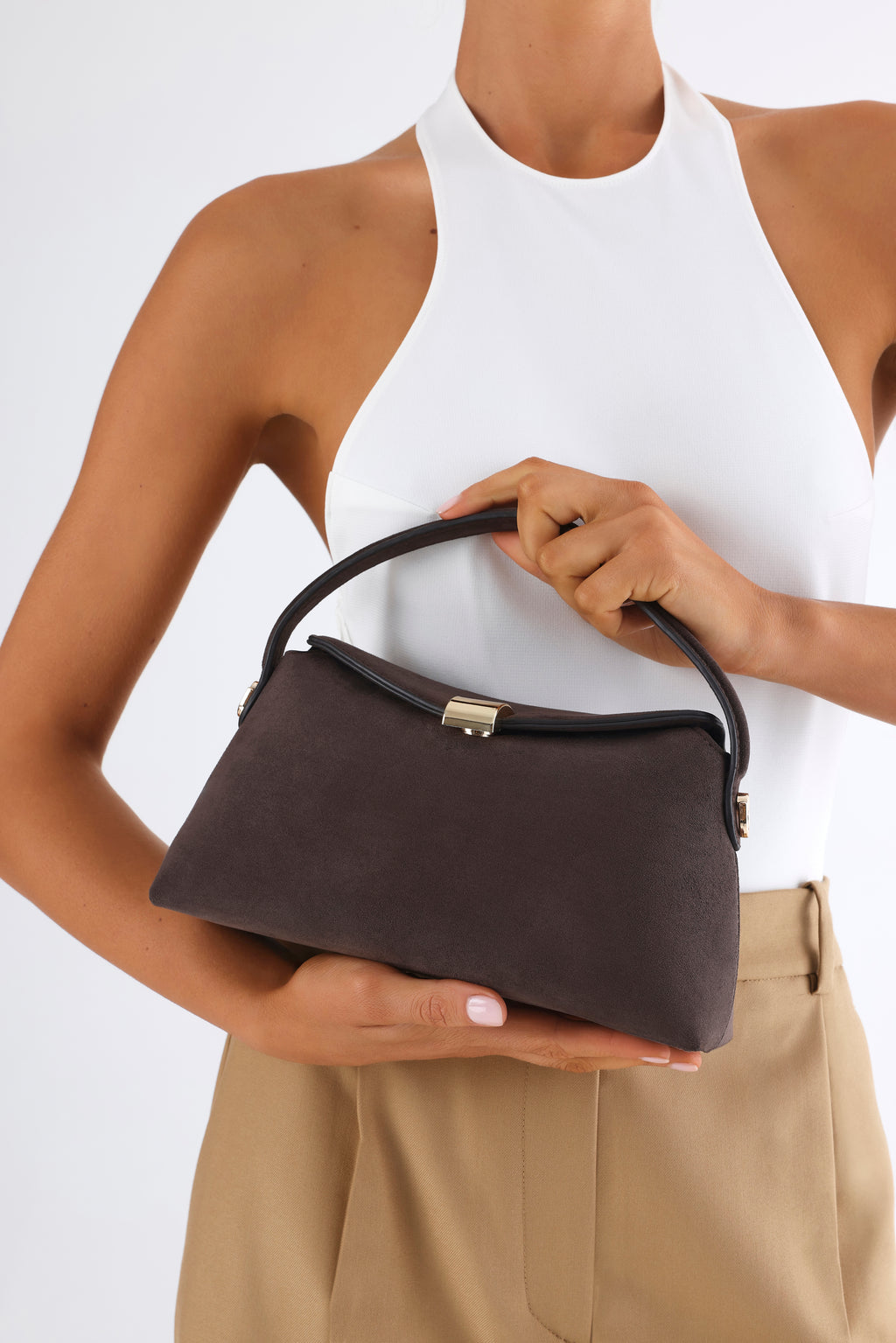 Billini ANNALISE HANDLE BAG in DARK CACAO SUEDE