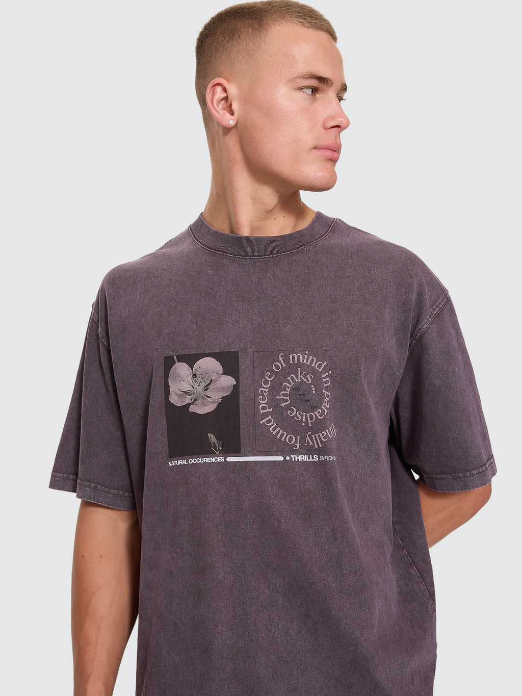 Thrills Co Natural Occurence Oversize Box Crop Tee - Purple Black Marble in Purple Black Marble
