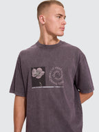 Thrills Co Natural Occurence Oversize Box Crop Tee - Purple Black Marble in Purple Black Marble