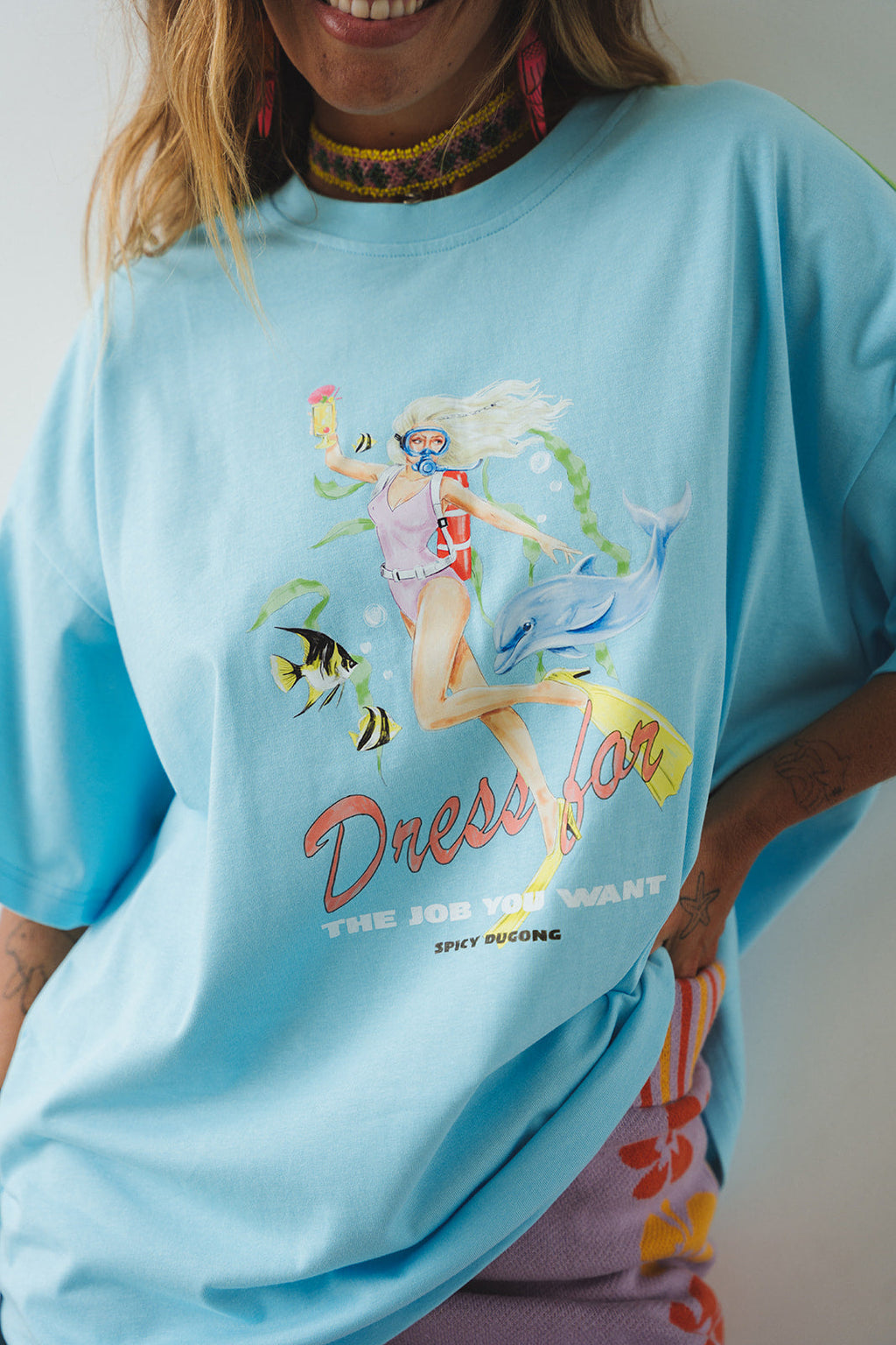 Spicy Dugong Dress For The Job You Want Tee in BLUE in Single