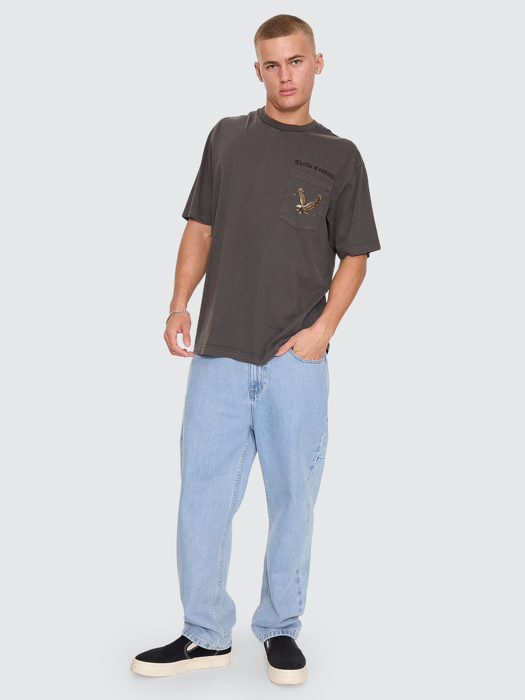 Thrills Co Seen & Heard Oversize Pocket Tee - Dark Merch Black in Dark Merch Black