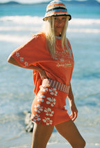 Spicy Dugong Knitted Hibiscus Skort in RED in Single