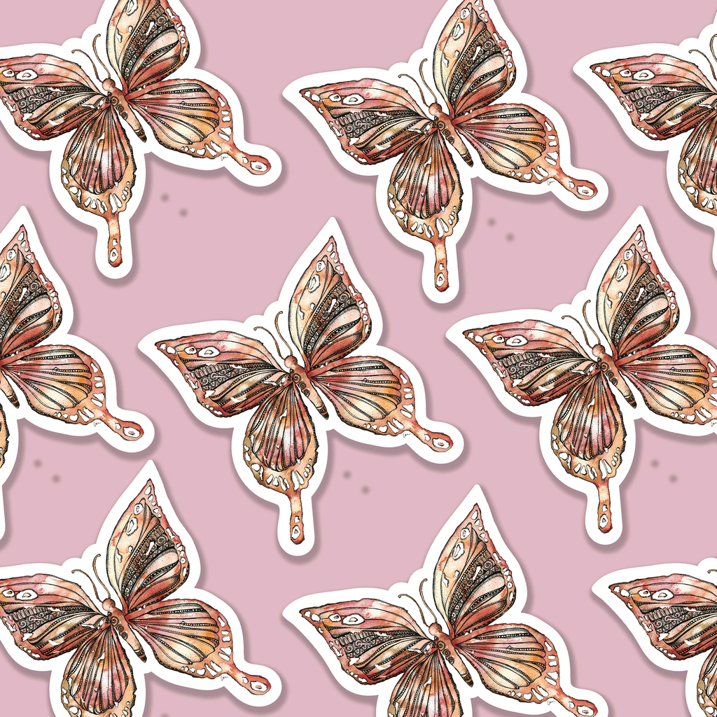 Trevena & Co Butterfly Mandala Watercolour Vinyl Sticker in Single