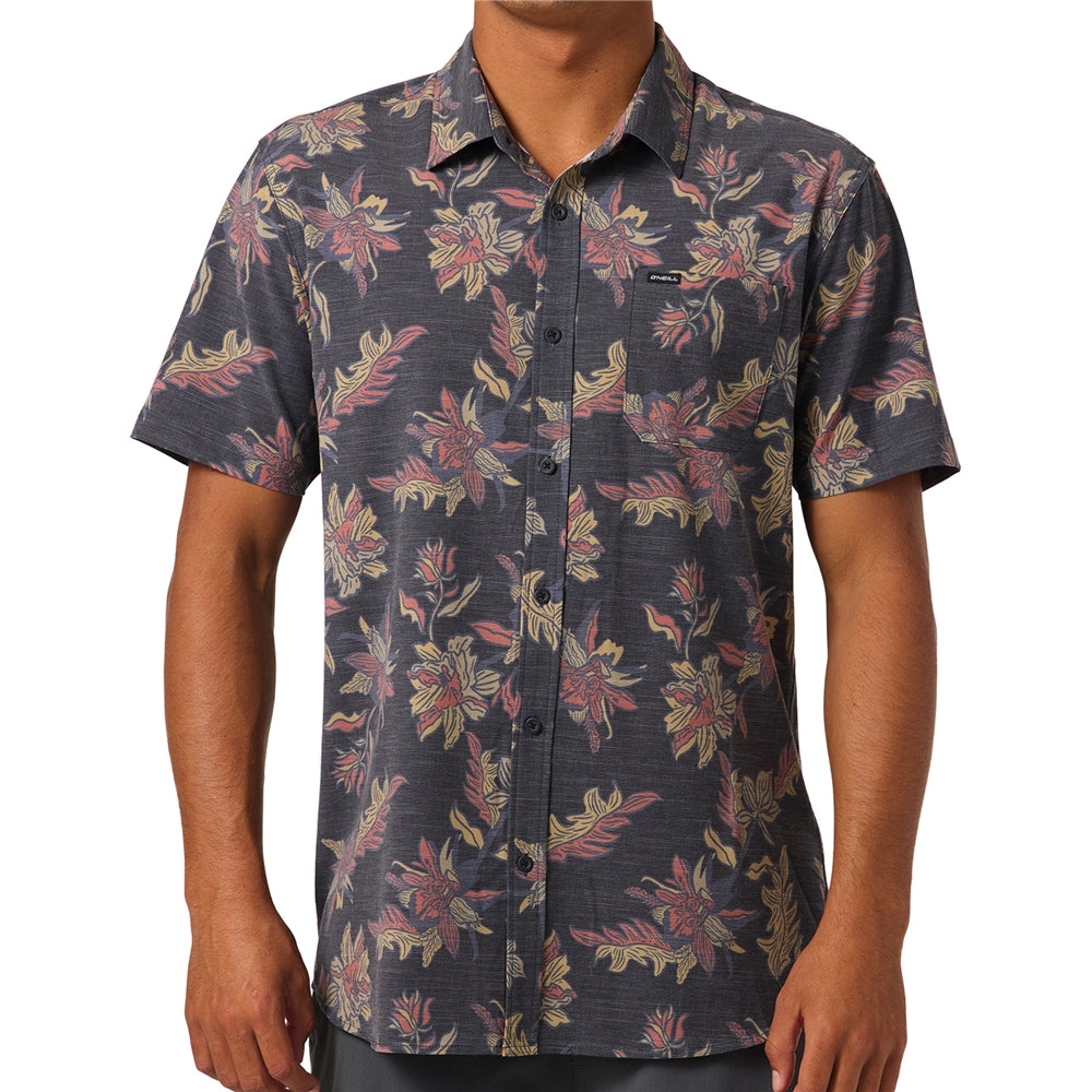 O'Neill Upf Slub Standard Ss Woven Shirt in BLK BLACK