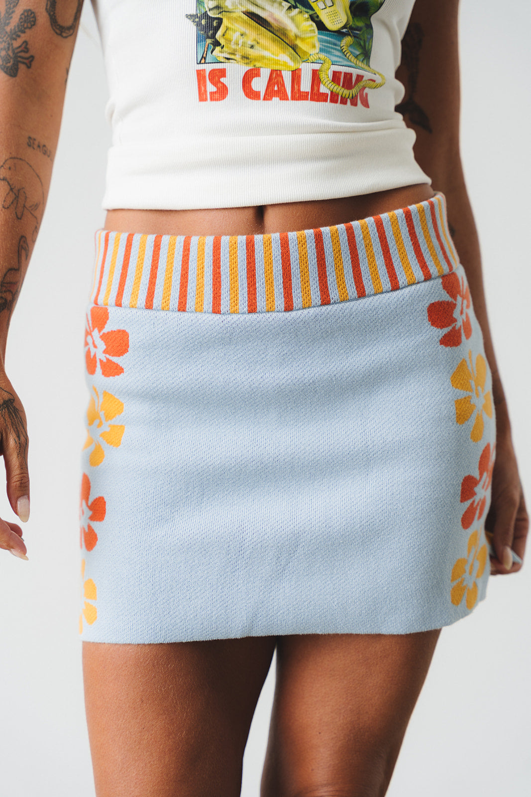 Spicy Dugong Knitted Hibiscus Skort in BABY BLUE in Single
