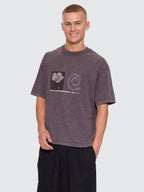 Thrills Co Natural Occurence Oversize Box Crop Tee - Purple Black Marble in Purple Black Marble