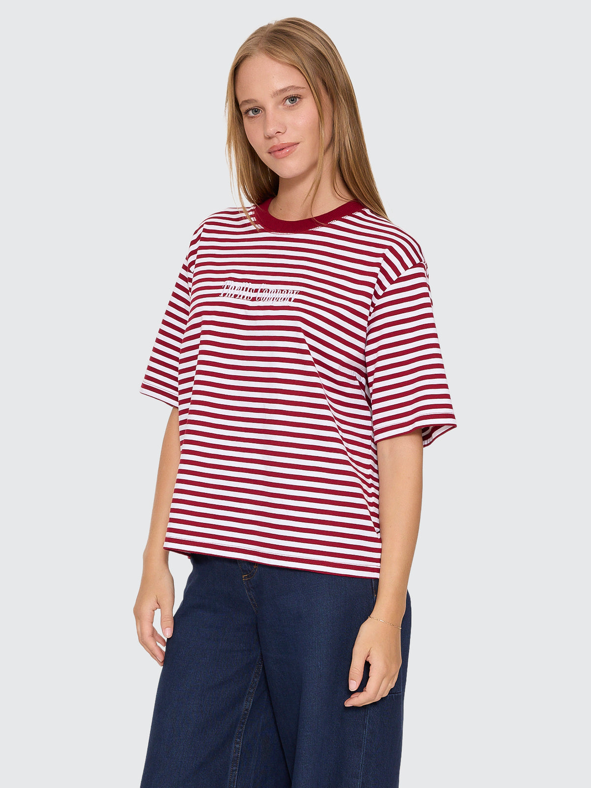 Thrills Co Primitive Stripe Square Tee - Sour Cherry Stripe in Sour Cherry Stripe