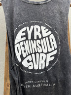 EP SURF Mens Signs Globe Tank - Black Stonewash/White