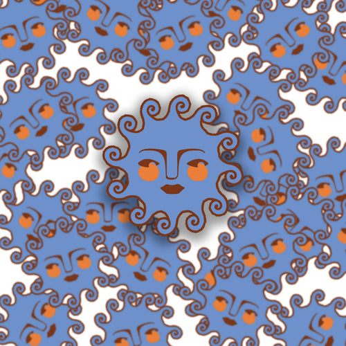Sun Face Cerulean Blue
