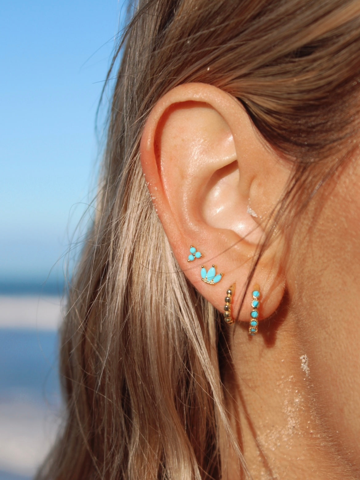 Malakai The Label Blue Hawaii Studs in 18k Gold in Default Title