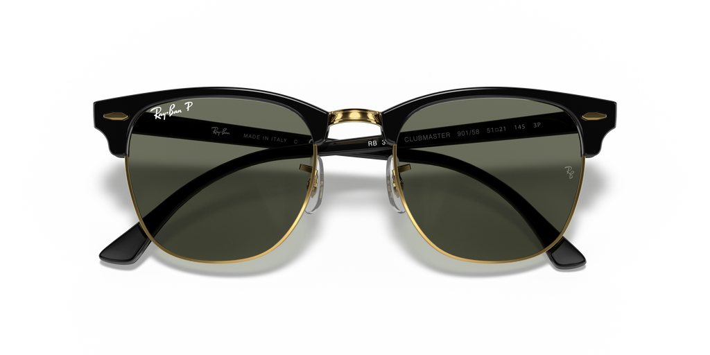 Ray-Ban® CLUBMASTER BLACK G-15 GREEN in Black & Gold