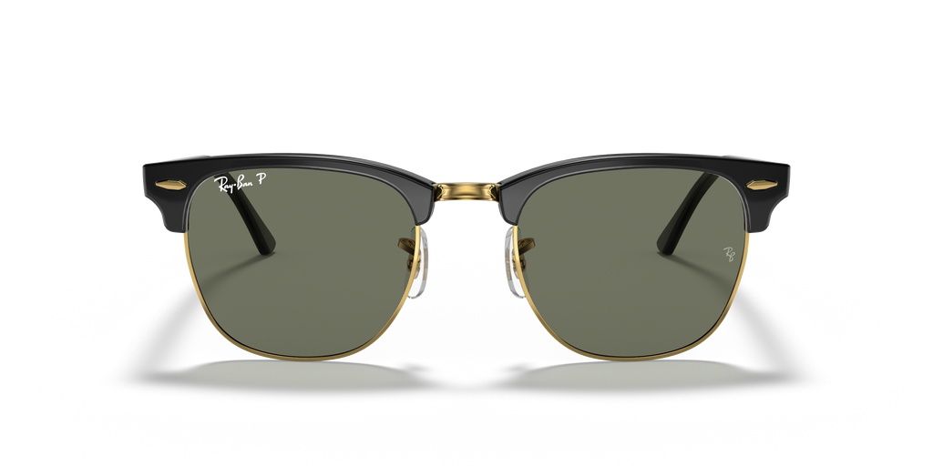 Ray-Ban® CLUBMASTER BLACK G-15 GREEN in Black & Gold