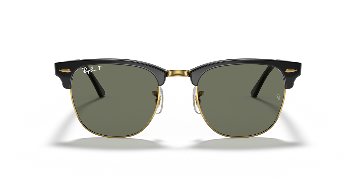 Ray-Ban® CLUBMASTER BLACK G-15 GREEN in Black & Gold