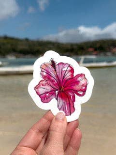Trevena & Co Hibiscus Flower Watercolour Vinyl Sticker in Single