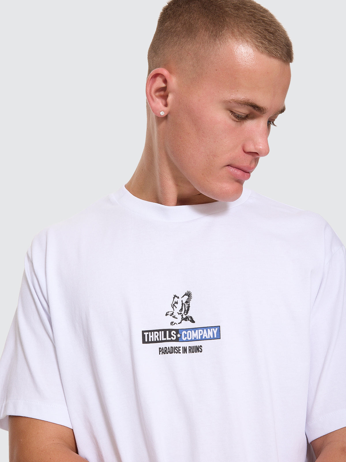 Thrills Co Risen Merch Tee - White in White