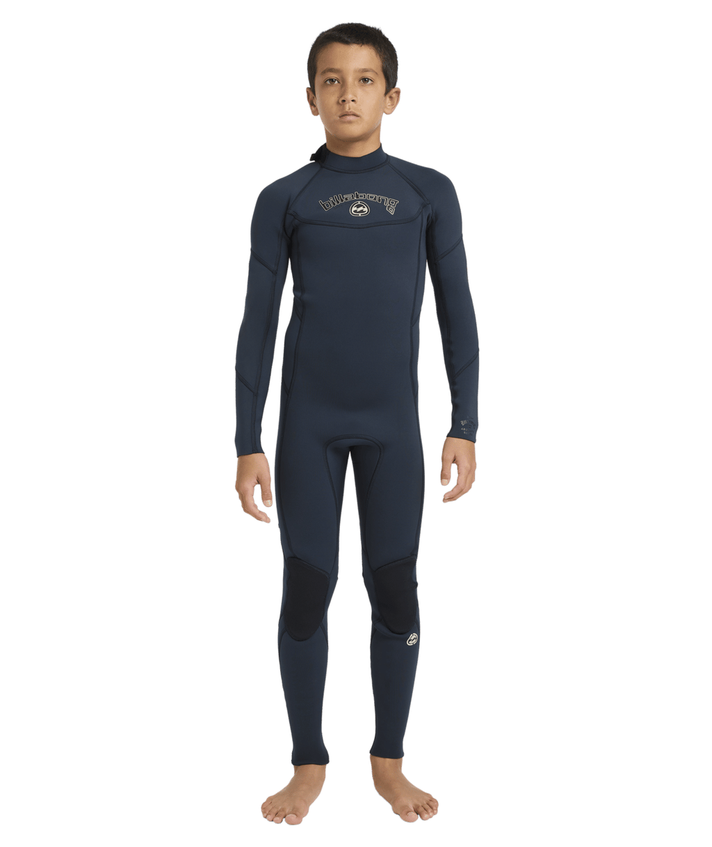 Billabong Boys 8-16 3/2 mm Absolute Back Zip Flatlock Steamer Wetsuit in Navy
