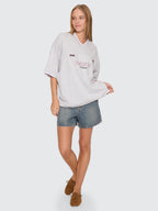 Thrills Co Tournament Of Roses V Neck Oversized Tee - Snow Marle in Snow Marle
