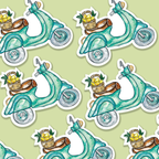 Trevena & Co Vespa Motor Bike Watercolour Vinyl Sticker in Single