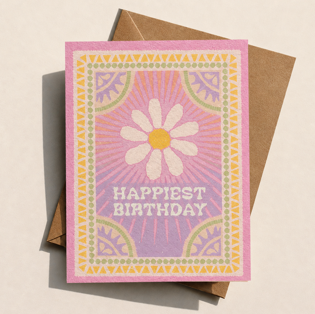 Birthday Card | Floral birthday card |Happiest Birthday boho