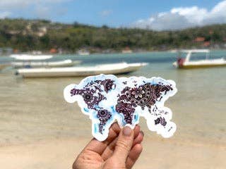 Trevena & Co World Map Mandala Watercolour Vinyl Sticker in Single