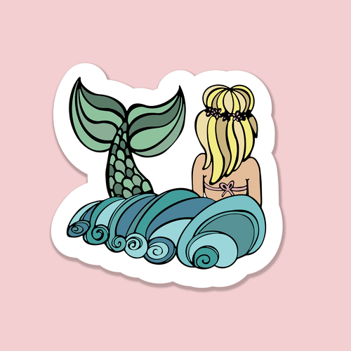 Trevena & Co Mermaid Illustration Vinyl Sticker in Single