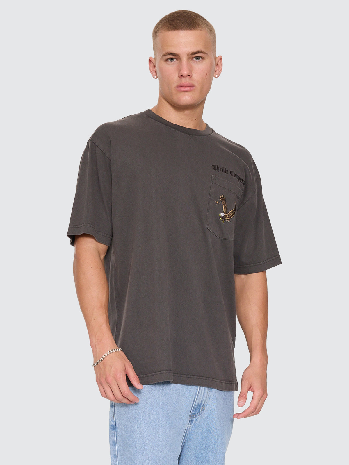 Thrills Co Seen & Heard Oversize Pocket Tee - Dark Merch Black in Dark Merch Black