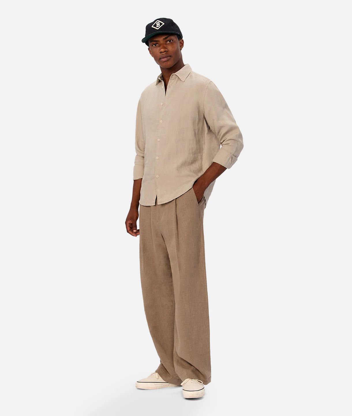 Industrie The St Martins Long Sleeve Linen Shirt - Denim in MOSS