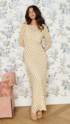 Minkpink Butter Yellow Polka Dot Midi Dress in Butter Spot