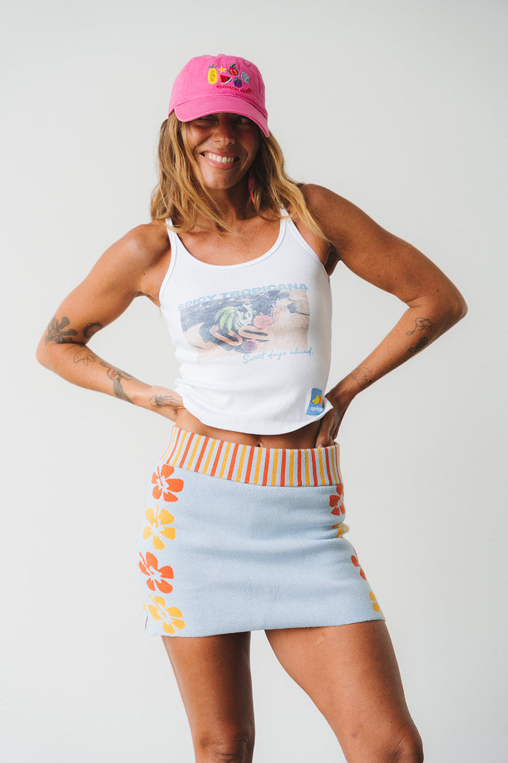 Spicy Dugong Knitted Hibiscus Skort in BABY BLUE in Single