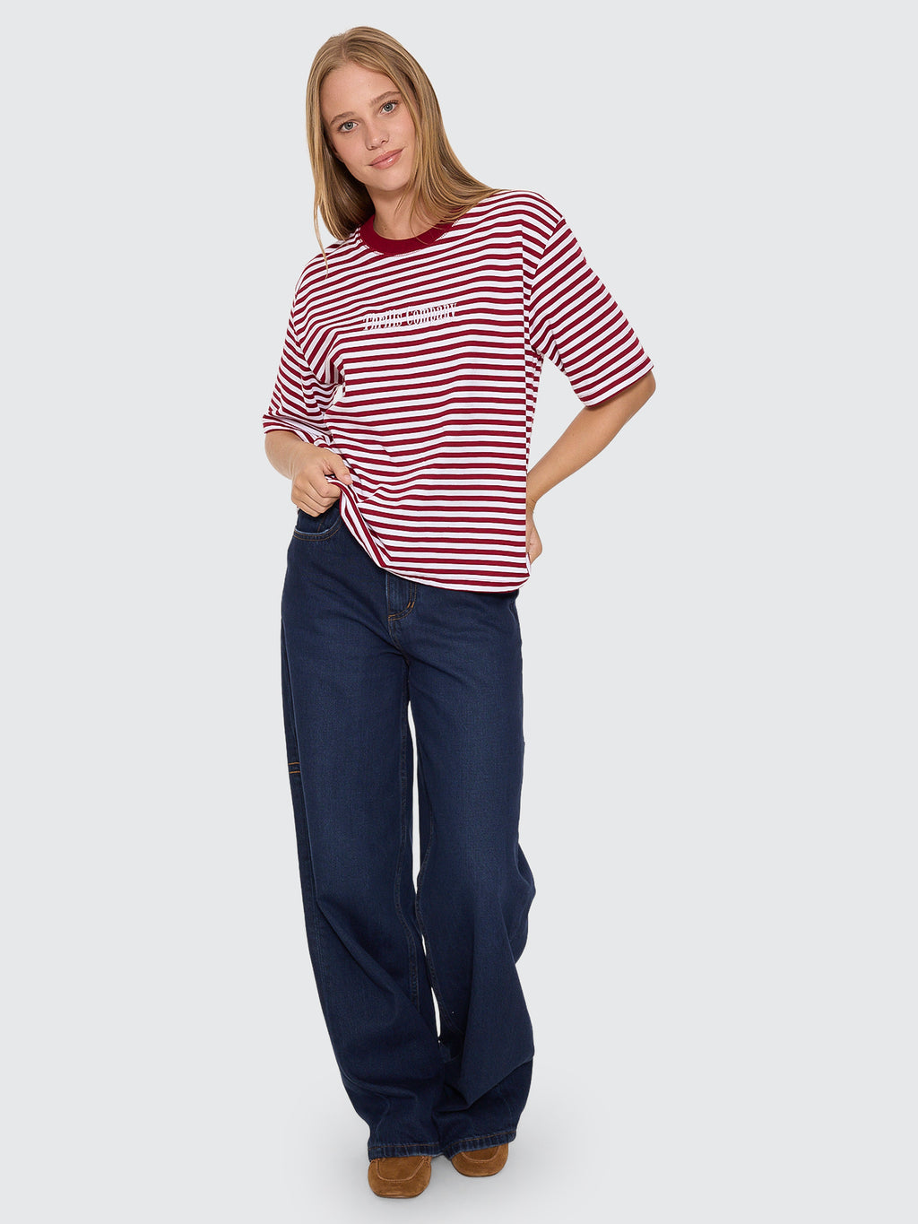 Thrills Co Primitive Stripe Square Tee - Sour Cherry Stripe in Sour Cherry Stripe