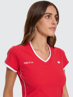 Thrills Co Tournament Of Roses V Neck Club Tee - Winning Red in Winning Red