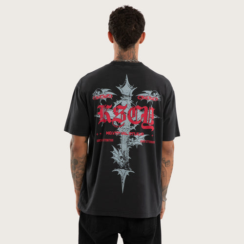 Kiss Chacey Underground Box Fit Tee in Pigment Anthracite