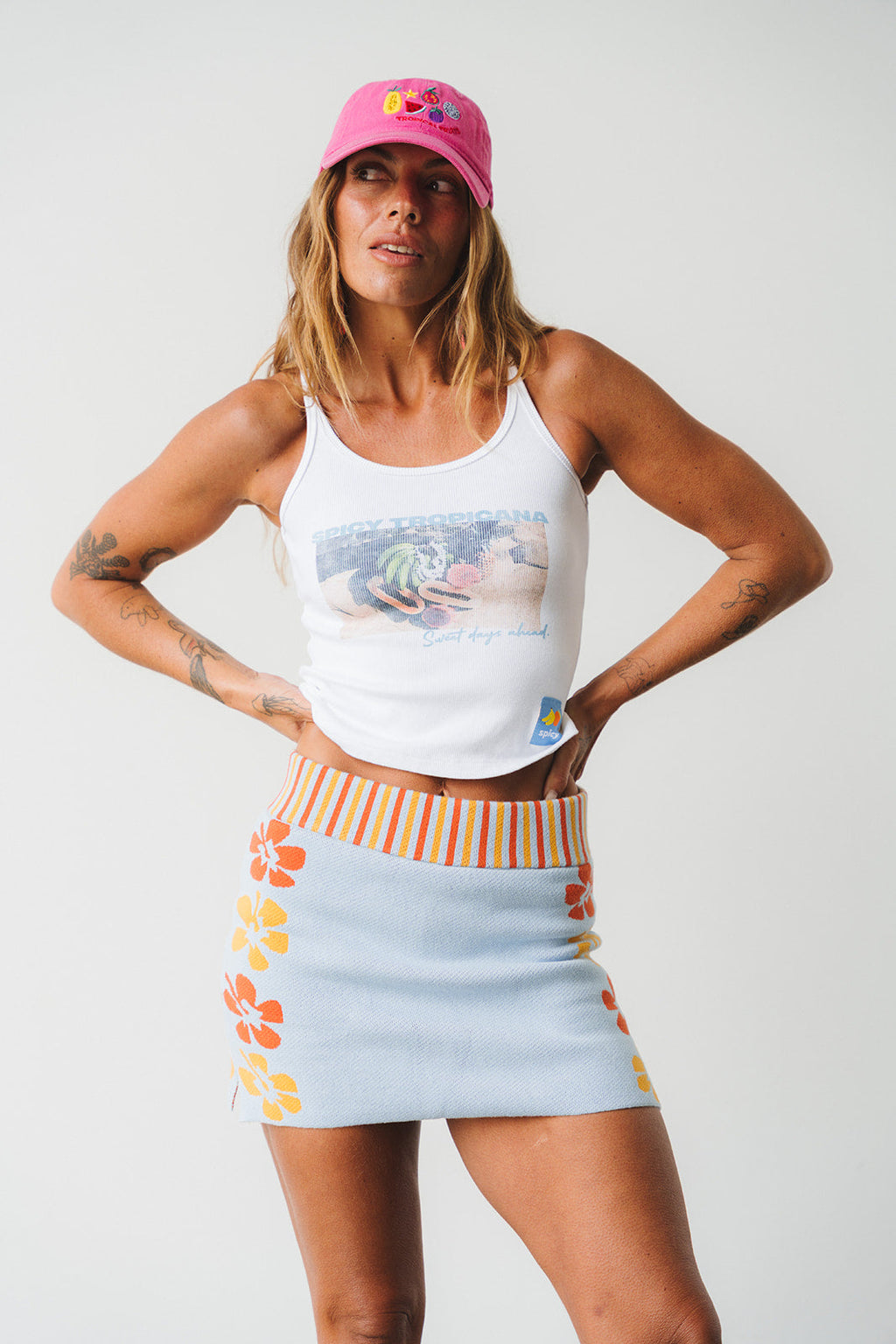 Spicy Dugong Knitted Hibiscus Skort in BABY BLUE in Single