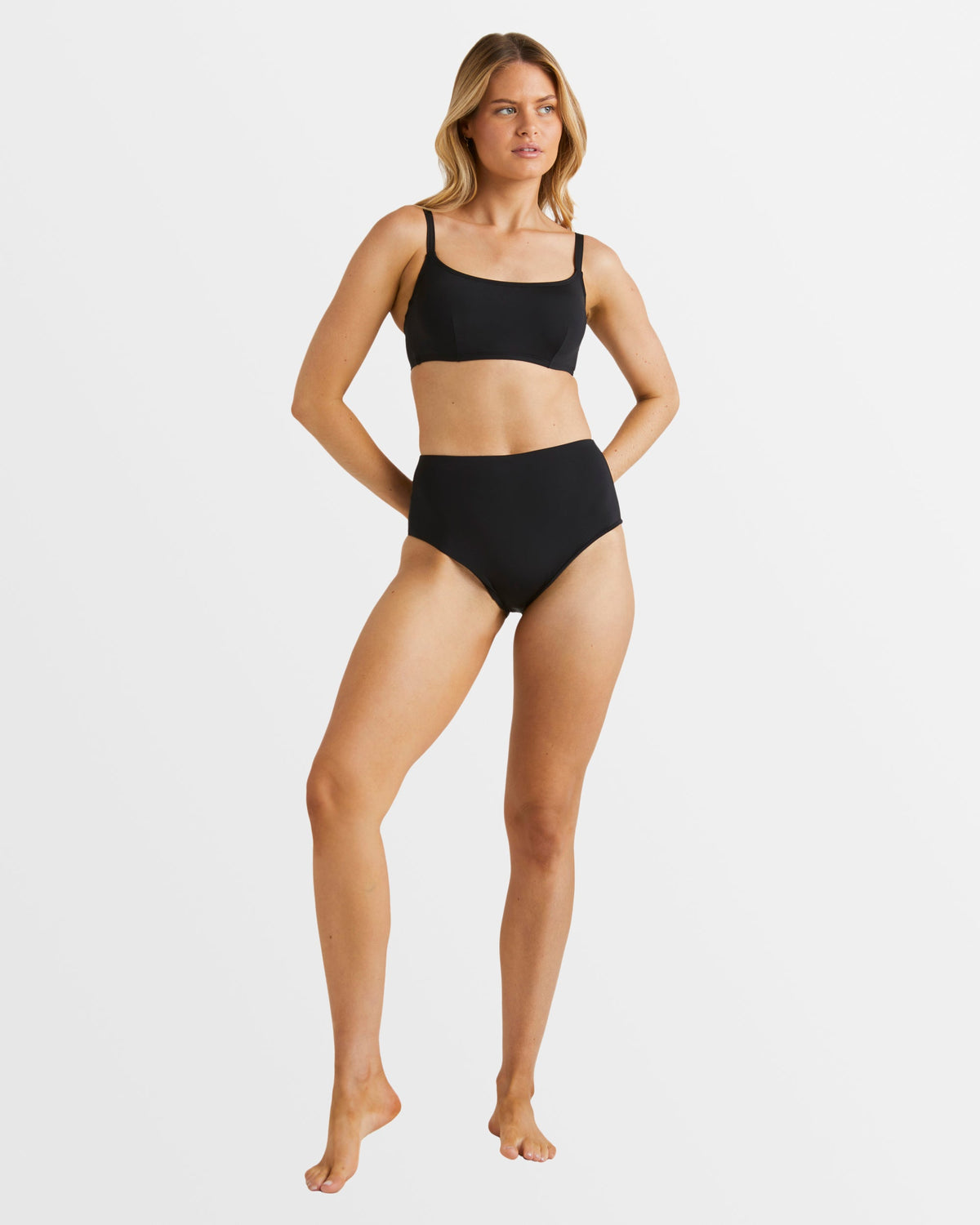 Billabong Womens Sol Searcher Hi Retro Bikini Bottom in Black Pebble