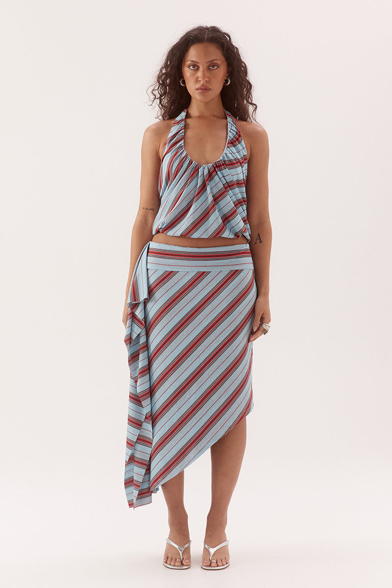 Sovere ZUMI STRIPE SKIRT - ZUMI STRIPE BLUE in Zumi Stripe Blue