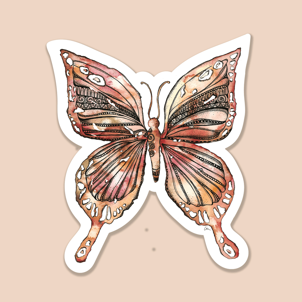 Butterfly Mandala Watercolour Vinyl Sticker