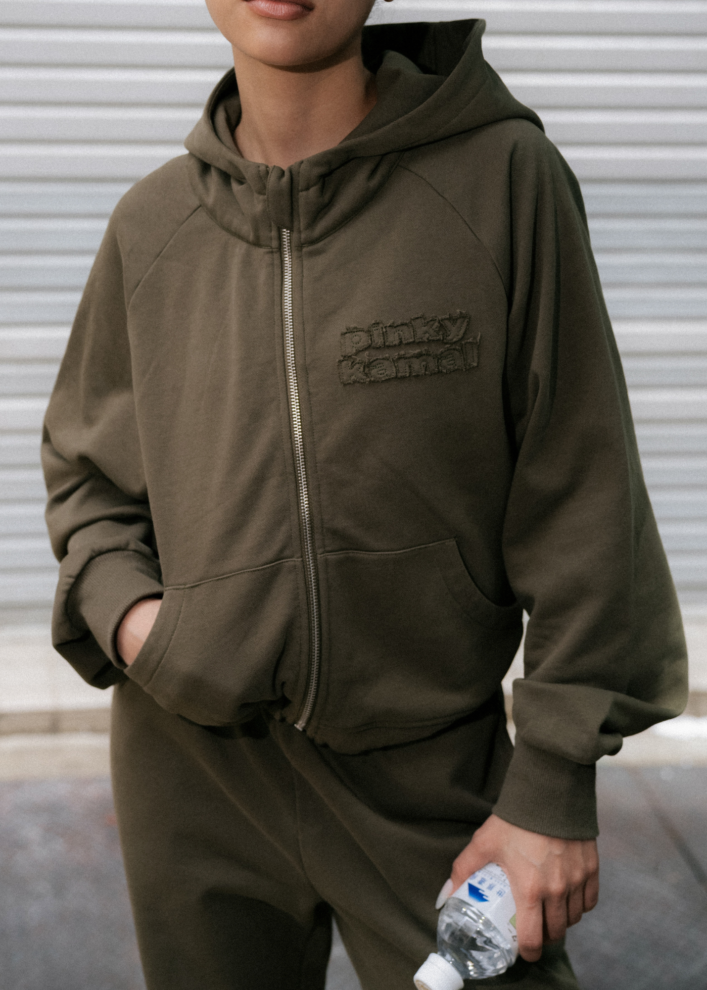 Pinky & Kamal Cropped Zipper Hoodie