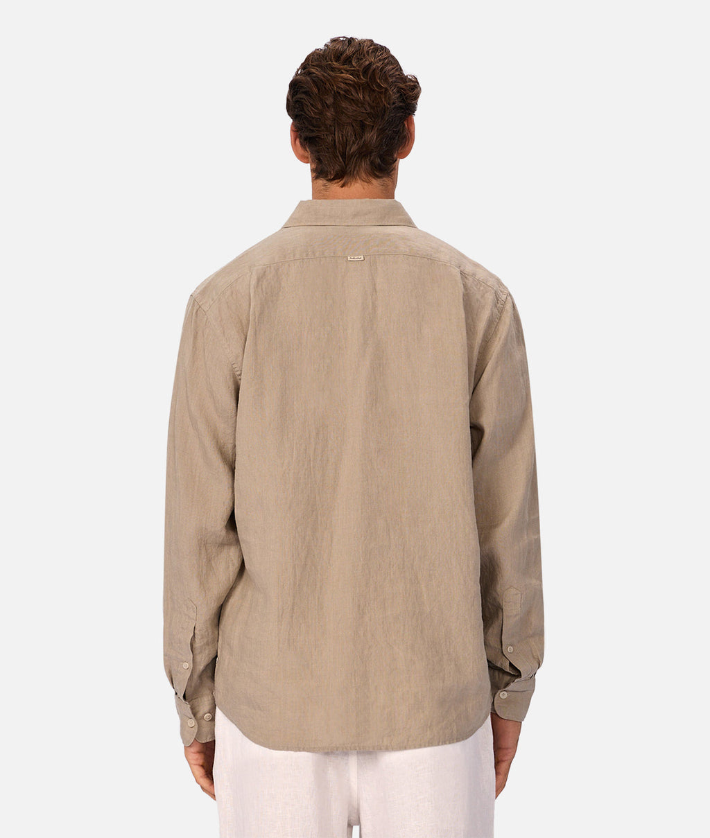 Industrie The St Martins Long Sleeve Linen Shirt - Fawn in FAWN