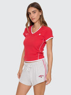 Thrills Co Tournament Of Roses V Neck Club Tee - Winning Red in Winning Red