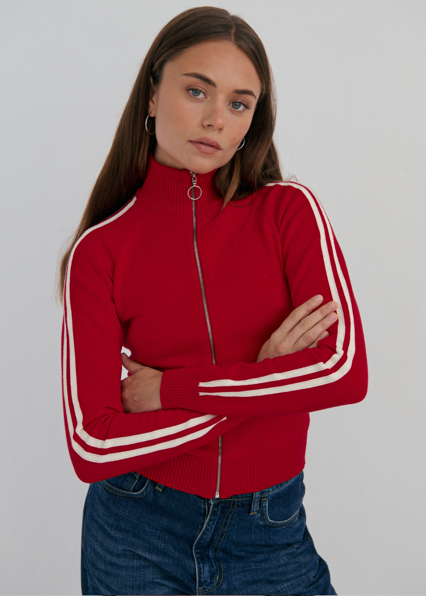 Pinky & Kamal Striped Knit Bomber