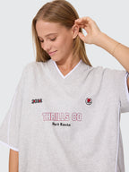 Thrills Co Tournament Of Roses V Neck Oversized Tee - Snow Marle in Snow Marle
