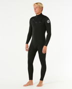 Rip Curl Mens Dawn Patrol 3/2 Chest Zip Wetsuit in Black
