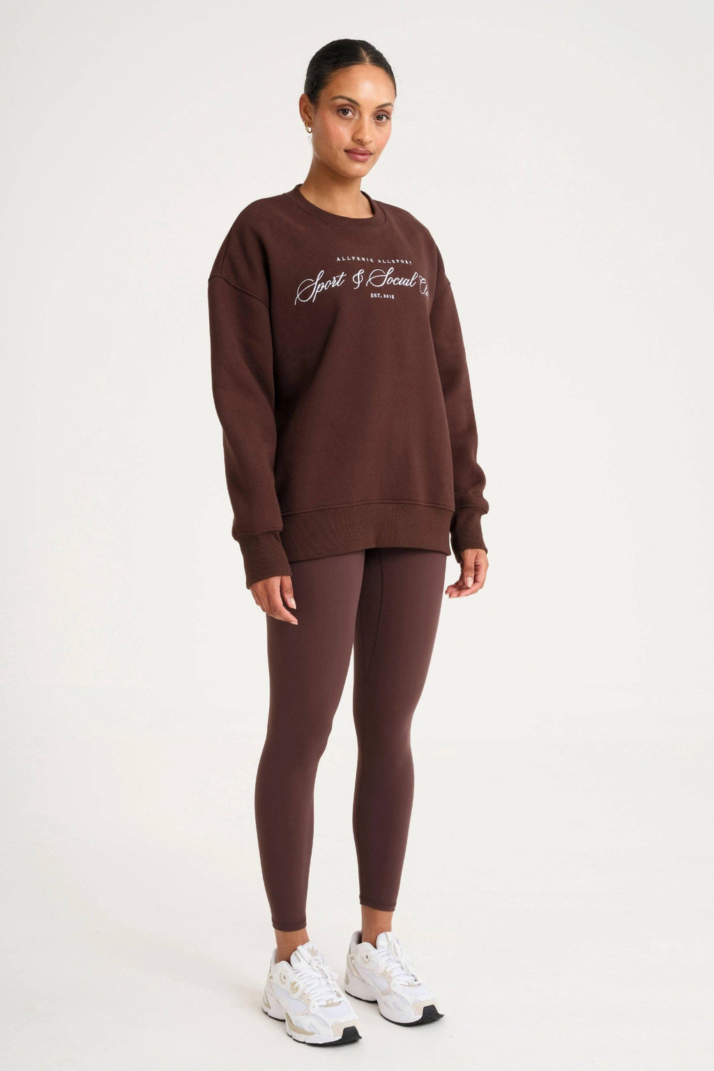 All Fenix Collegiate Graphic Crew Neck Jumper in Espresso