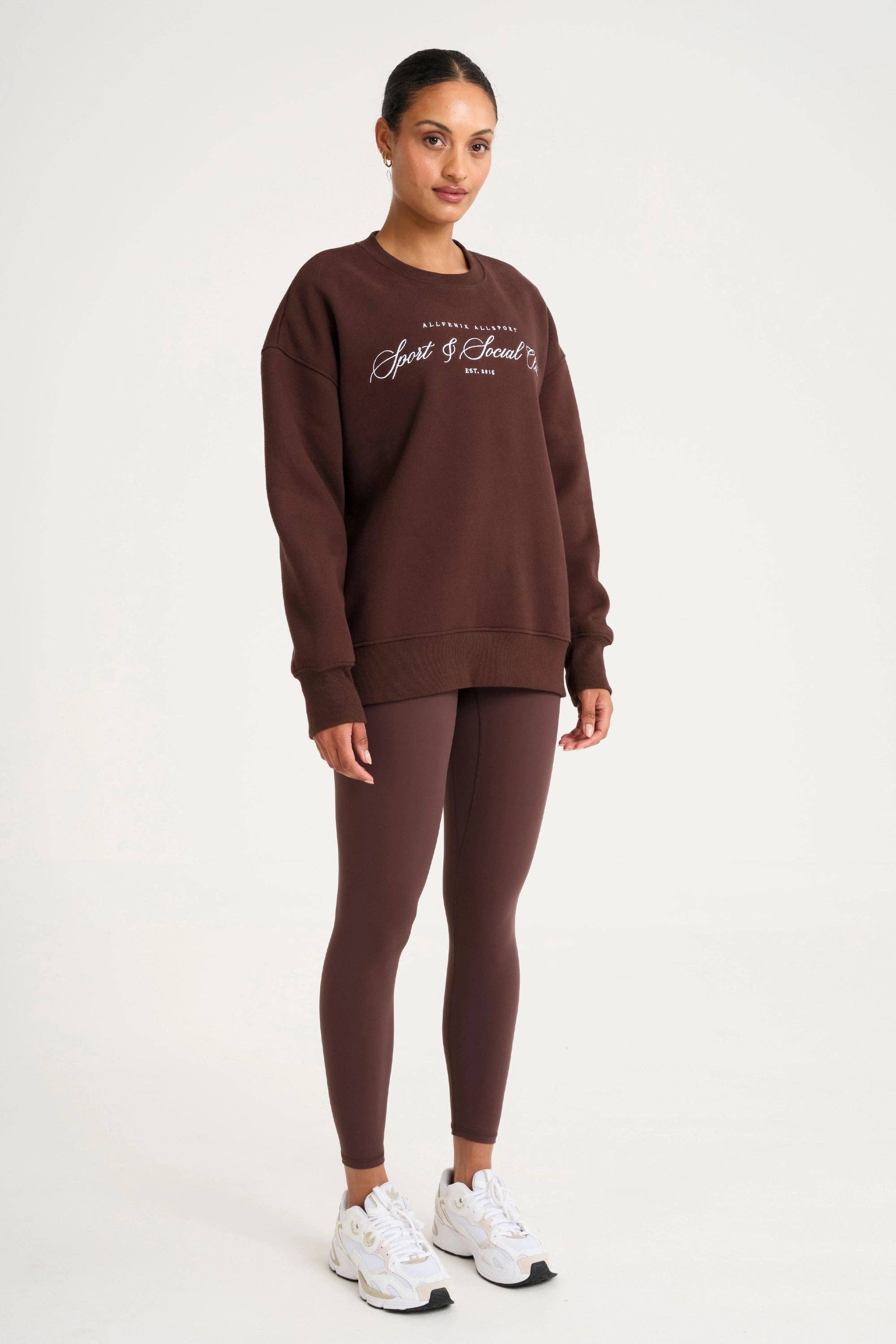 All Fenix Collegiate Graphic Crew Neck Jumper in Espresso