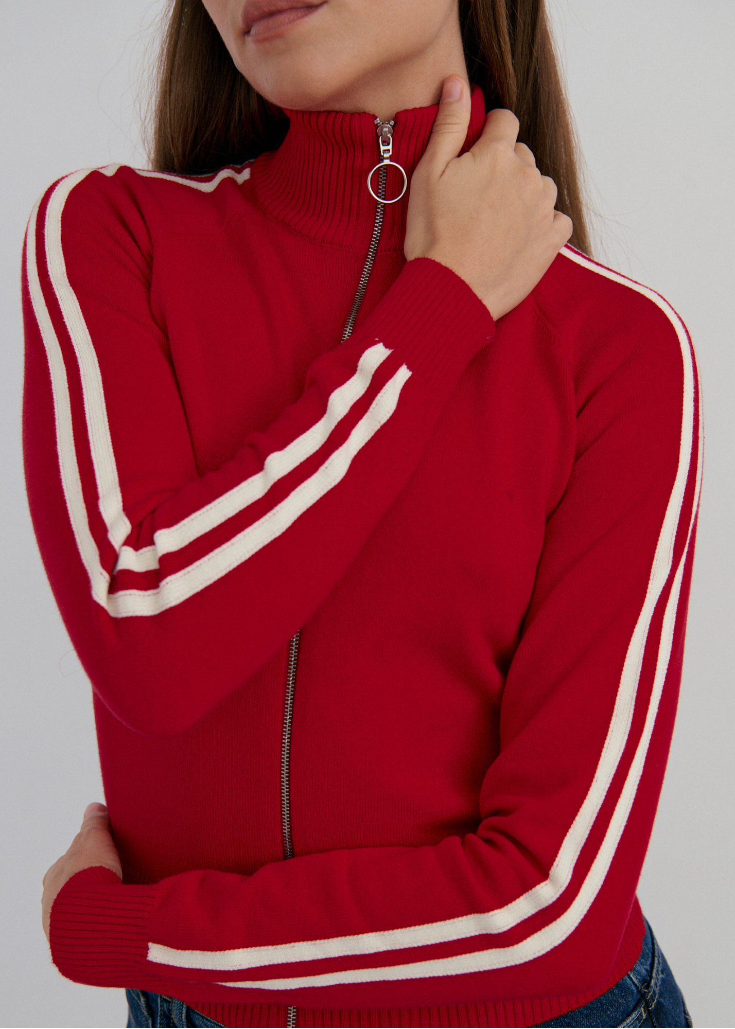 Pinky & Kamal Striped Knit Bomber